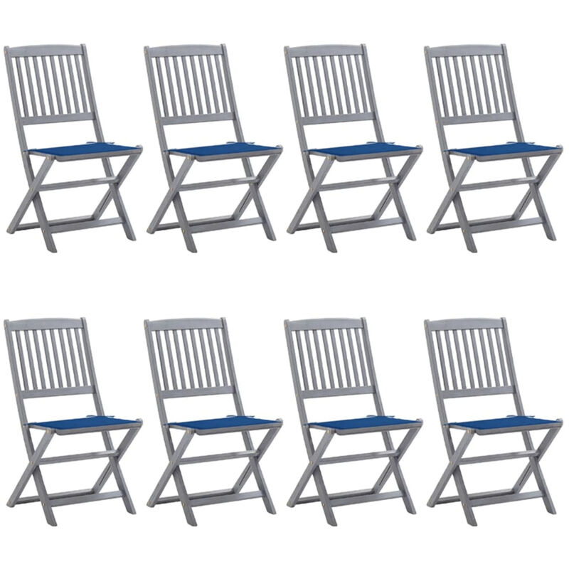

Happyshopping - Sillas de jardin plegables 8 uds y cojines madera maciza acacia