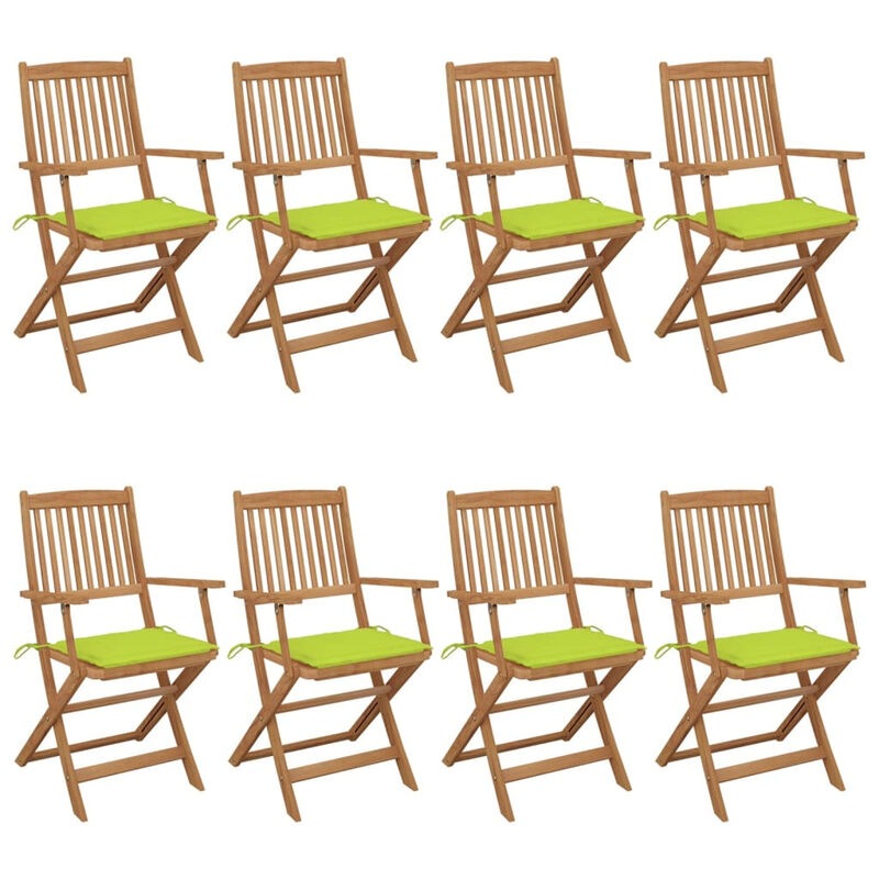 

Happyshopping - Sillas de jardin plegables 8 uds y cojines madera maciza acacia