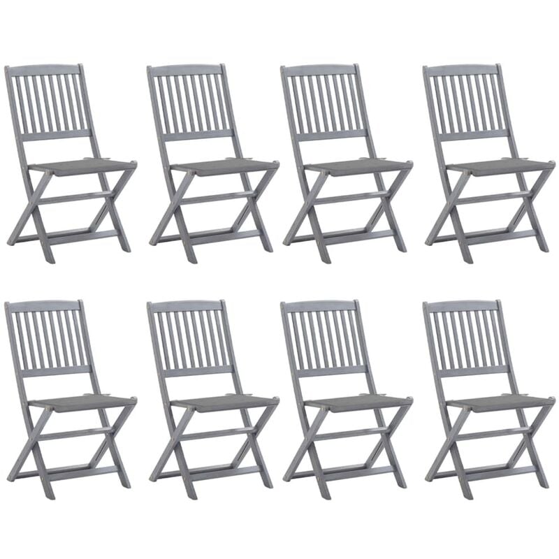 

Sillas de jardín plegables 8 uds y cojines madera maciza acacia