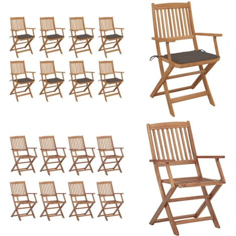 Sillas de jardín plegables 8 uds y cojines madera maciza acacia - Sillas de exterior - Sillas de comedor