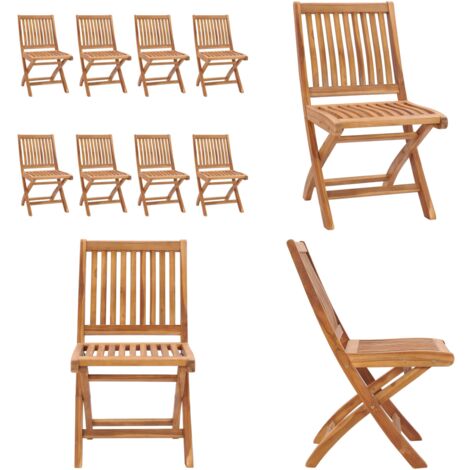 Sillas de jardín plegables 8 unidades madera maciza de teca - Sillas de exterior - Madera de teca