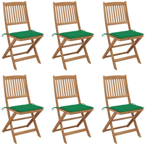 Sillas de jardín plegables con almohadas 6 PC Acacia Massive - 209114