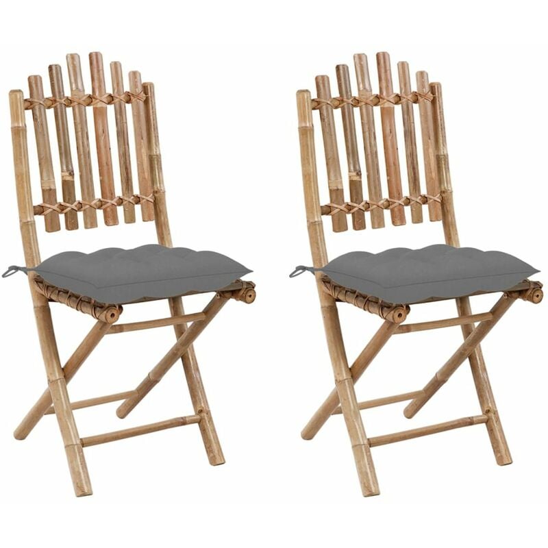 

Sillas de jardin plegables con cojines 2 unidades bambu