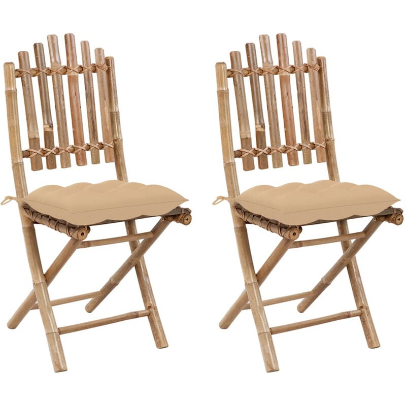 

Sillas de jardin plegables con cojines 2 unidades bambu