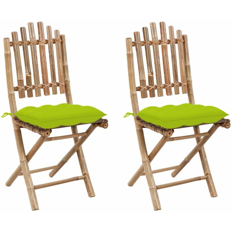 

Sillas de jardin plegables con cojines 2 unidades bambu