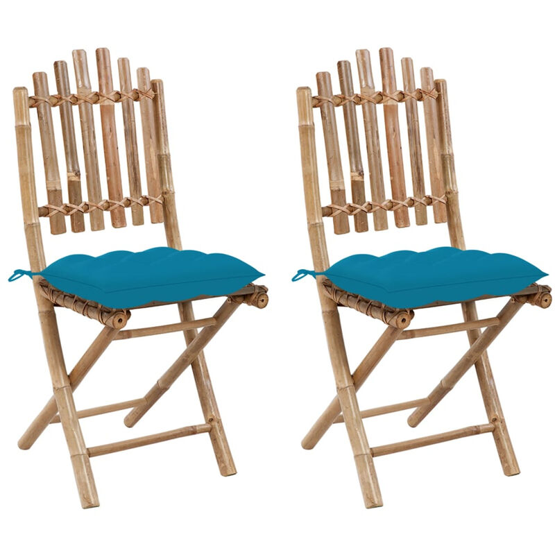 

Sillas de jardin plegables con cojines 2 unidades bambu