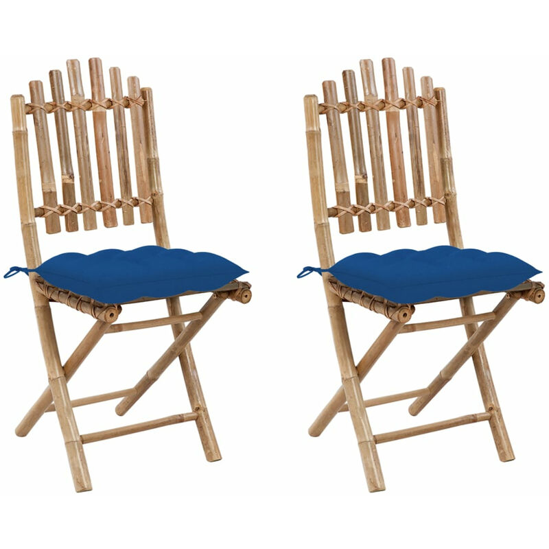 

Sillas de jardin plegables con cojines 2 unidades bambu