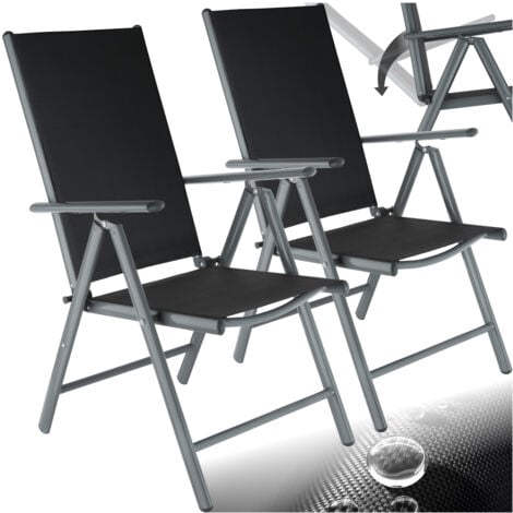Sillas de jardín plegables de aluminio - mueble de terraza plegable, silla con estructura de aluminio y malla sintética, asiento reclinable transpirable - Juego de 2