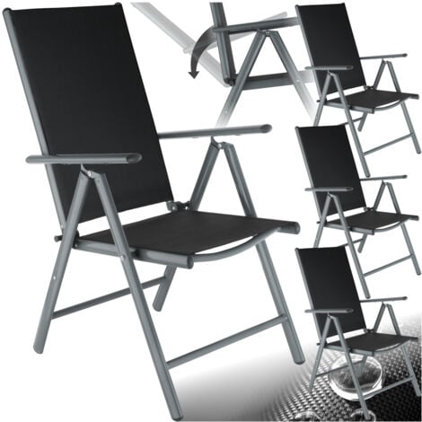 Sillas de jardín plegables de aluminio - mueble de terraza plegable, silla con estructura de aluminio y malla sintética, asiento reclinable transpirable - Juego de 4