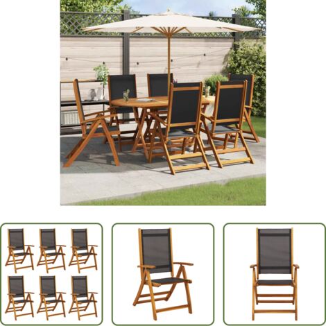 Sillas de jardín plegables -  Sillas de jardín plegables 6 uds madera maciza acacia textileno
