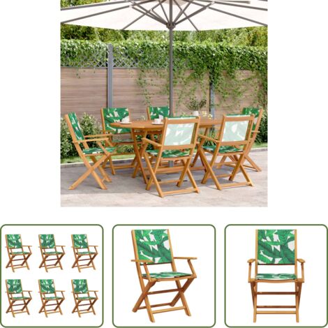 Sillas de jardín plegables -  Sillas de jardín reclinables 6 uds madera maciza y tela verde