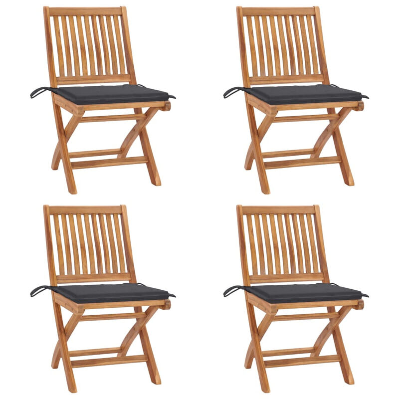 

Happyshopping - Sillas de jardin plegables y cojines 4 udes madera maciza teca