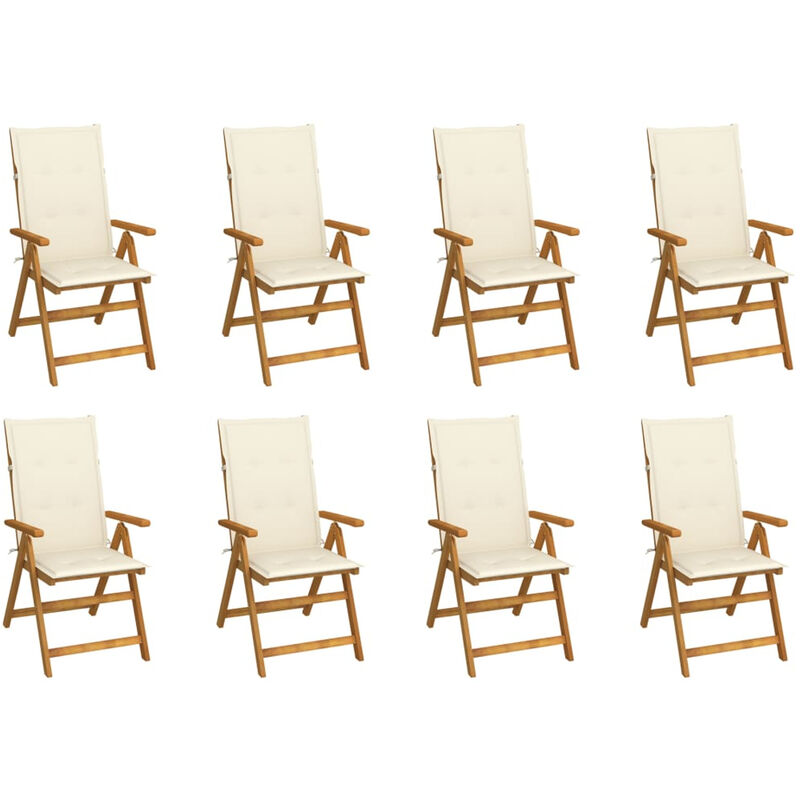 

Happyshopping - Sillas de jardin plegables y cojines 8 uds madera maciza acacia