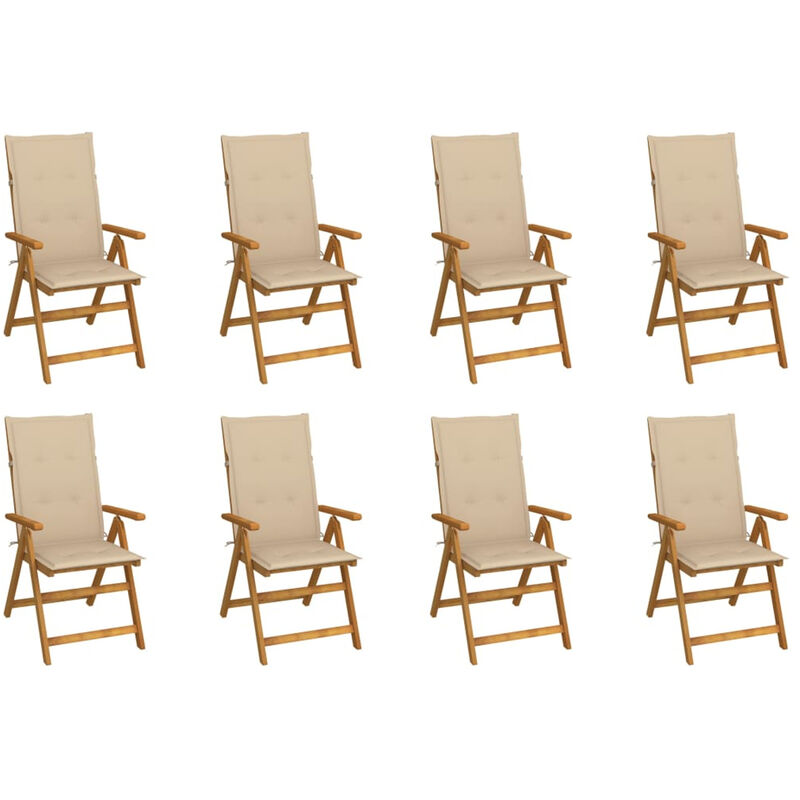 

Sillas de jardin plegables y cojines 8 uds madera maciza acacia