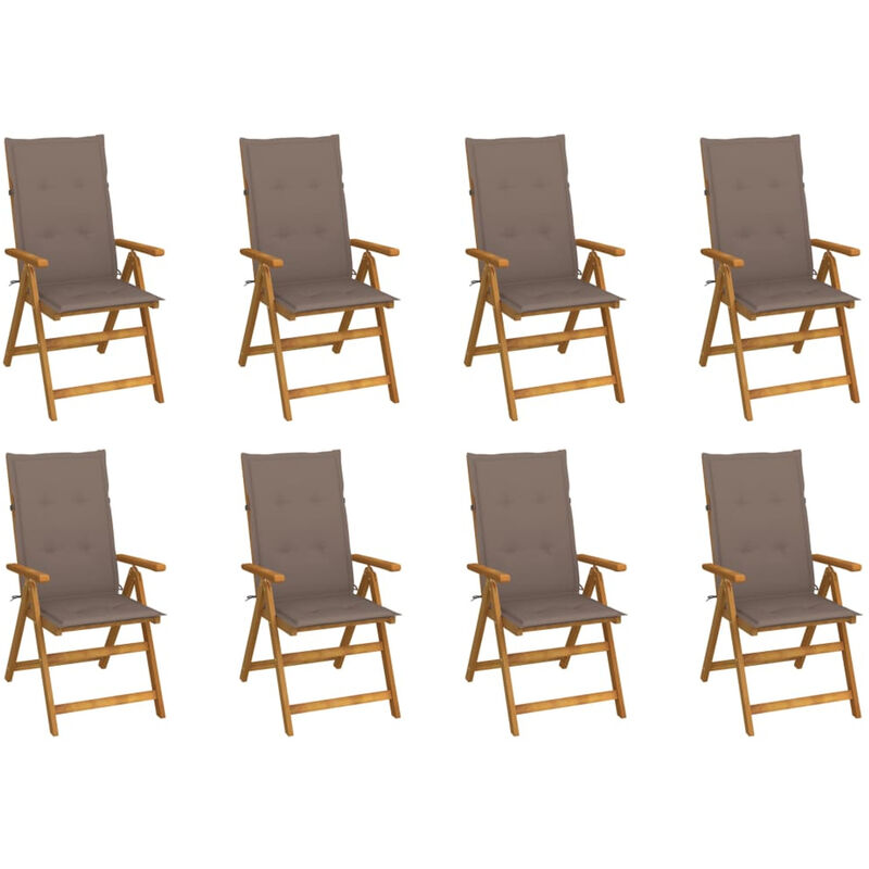 

Sillas de jardin plegables y cojines 8 uds madera maciza acacia