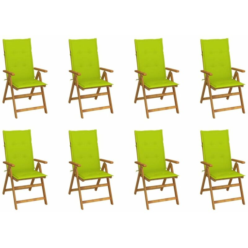 

Happyshopping - Sillas de jardin plegables y cojines 8 uds madera maciza acacia