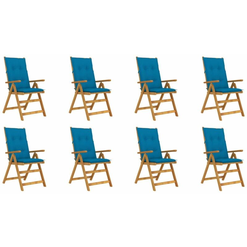

Happyshopping - Sillas de jardin plegables y cojines 8 uds madera maciza acacia