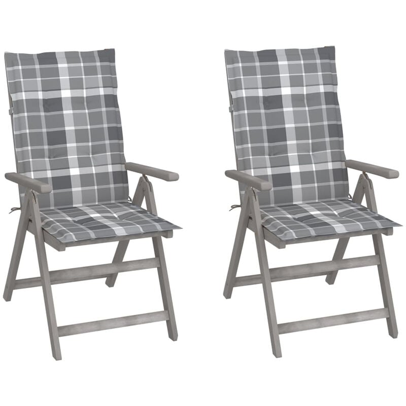 

Sillas de jardin reclinables 2 uds madera maciza acacia cojines