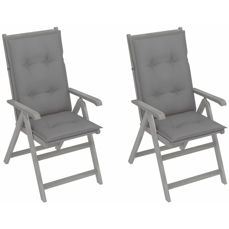 

Sillas de jardin reclinables 2 uds madera maciza acacia cojines