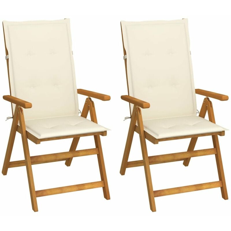 

Sillas de jardin reclinables 2 uds madera maciza acacia cojines