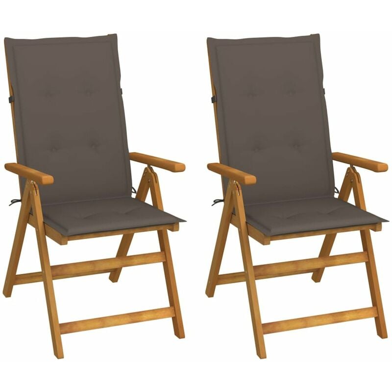 

Sillas de jardin reclinables 2 uds madera maciza acacia cojines