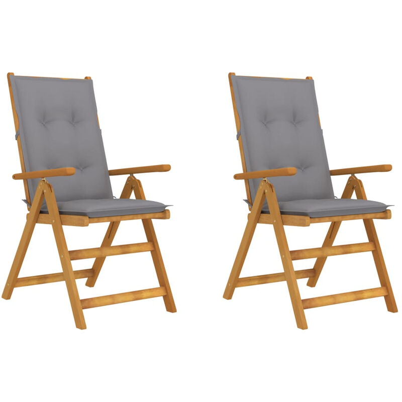 

Sillas de jardin reclinables 2 uds madera maciza acacia cojines