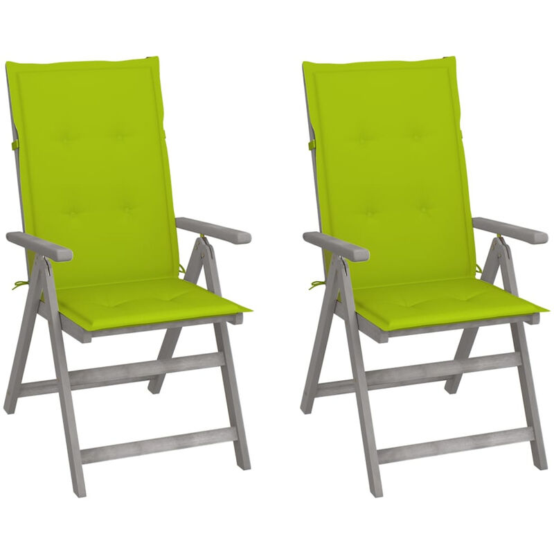 

Sillas de jardin reclinables 2 uds madera maciza acacia cojines
