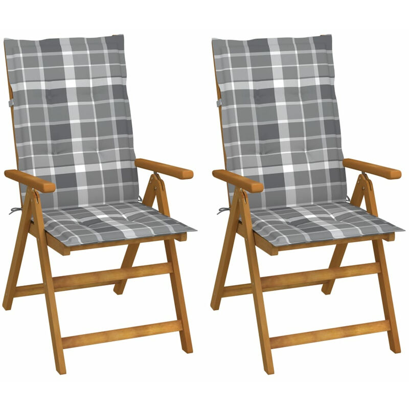 

Sillas de jardin reclinables 2 uds madera maciza acacia cojines