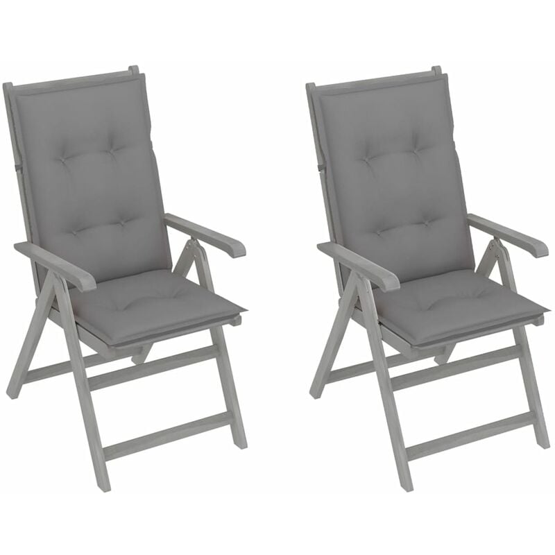 

Sillas de jardín reclinables 2 uds madera maciza acacia cojines