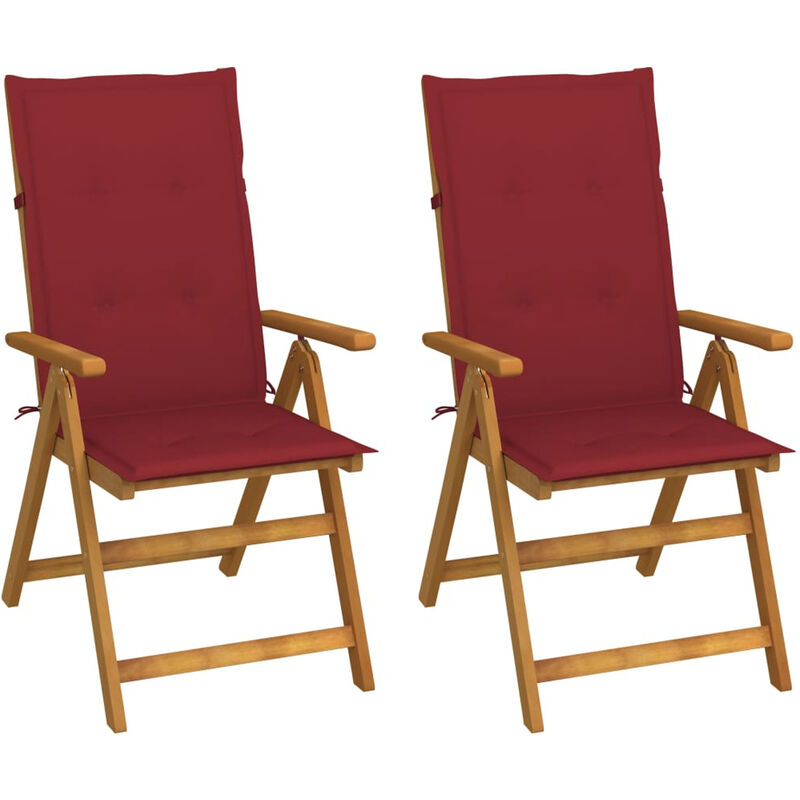 

Sillas de jardin reclinables 2 uds madera maciza acacia cojines