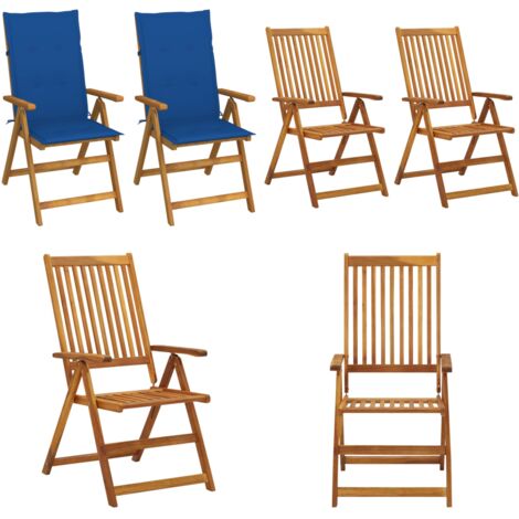 Sillas de jardín reclinables 2 uds madera maciza acacia cojines - Sillas de exterior - Sillas de madera
