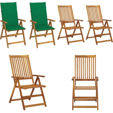 Sillas de jardín reclinables 2 uds madera maciza acacia cojines - Sillas de exterior - Sillas de madera