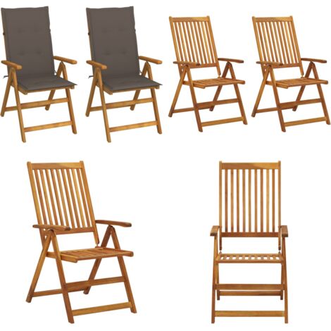 Sillas de jardín reclinables 2 uds madera maciza acacia cojines - Sillas de madera - Sillas de jardín con cojines