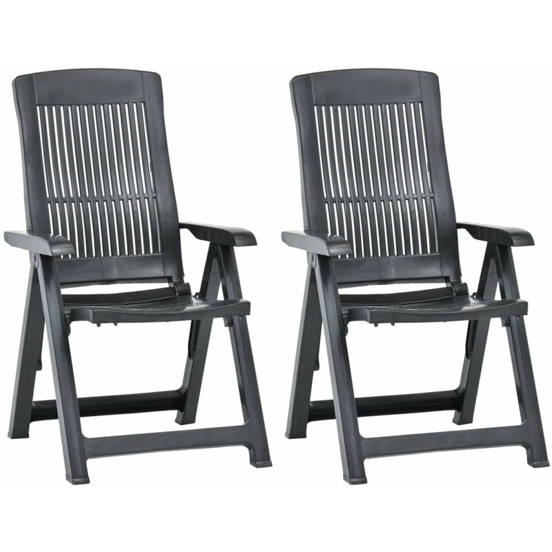 

Happyshopping - Sillas de jardin reclinables 2 unidades plastico gris antracita