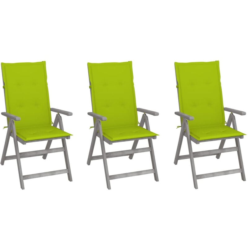 

Sillas de jardin reclinables 3 uds madera maciza acacia cojines