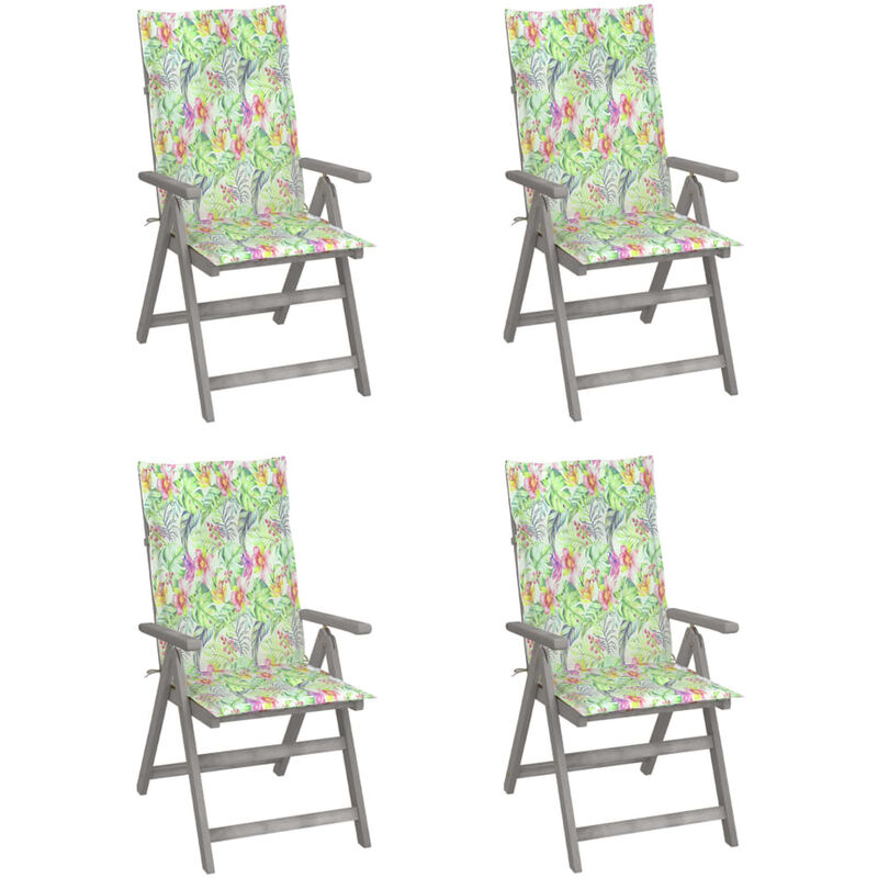 

Sillas de jardin reclinables 4 uds madera maciza acacia cojines