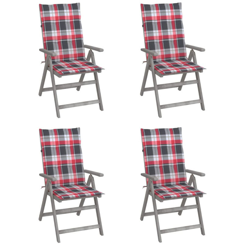 

Sillas de jardin reclinables 4 uds madera maciza acacia cojines