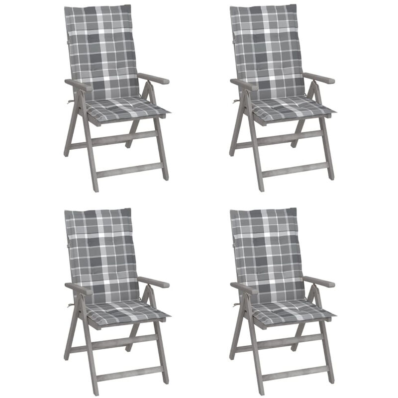 

Sillas de jardin reclinables 4 uds madera maciza acacia cojines