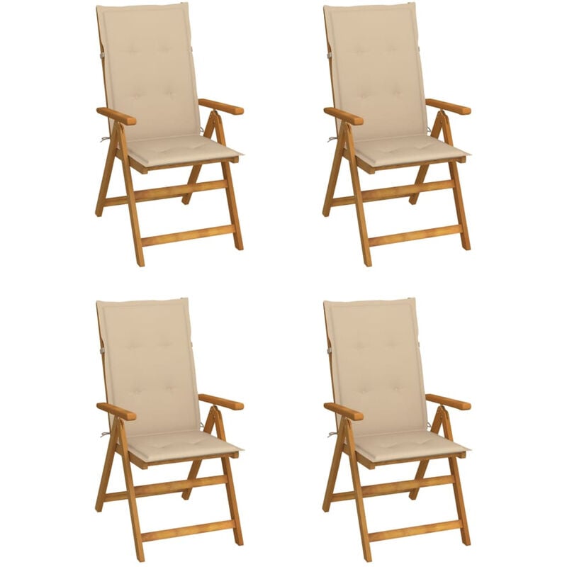 

Sillas de jardin reclinables 4 uds madera maciza acacia cojines