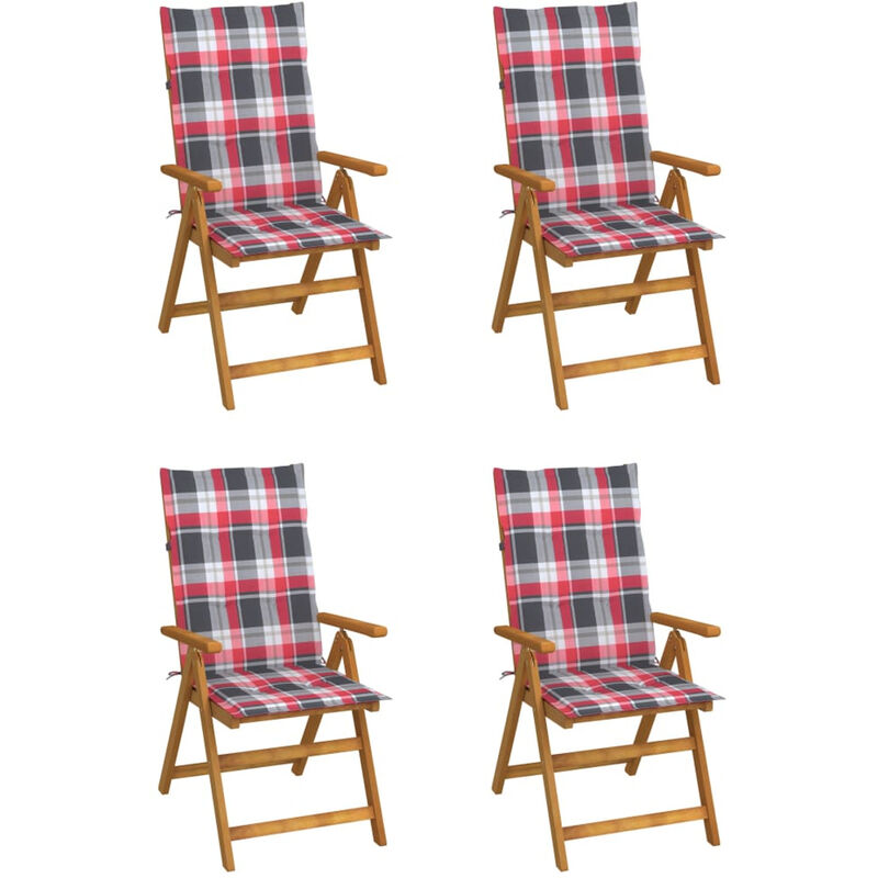 

Sillas de jardin reclinables 4 uds madera maciza acacia cojines
