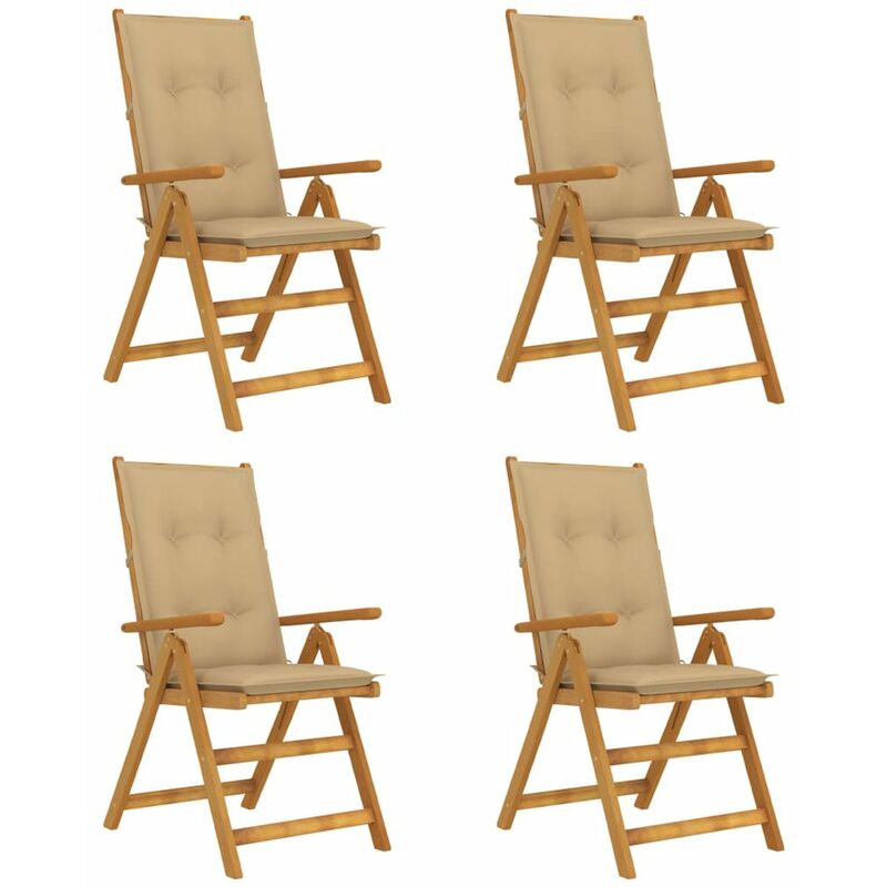 

Sillas de jardin reclinables 4 uds madera maciza acacia cojines