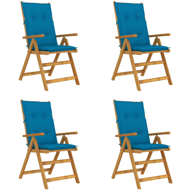 

Sillas de jardin reclinables 4 uds madera maciza acacia cojines