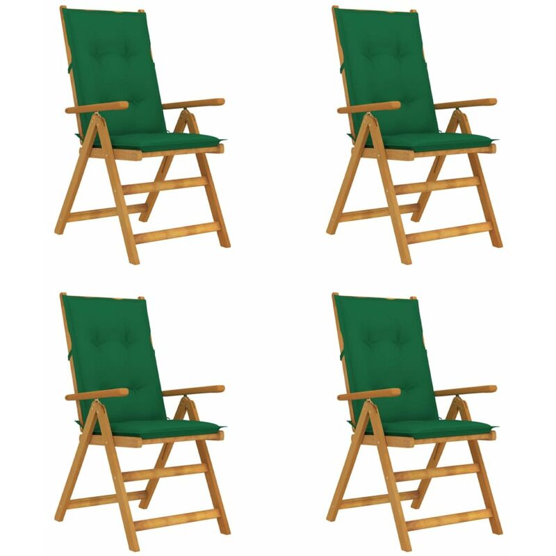 

Sillas de jardin reclinables 4 uds madera maciza acacia cojines