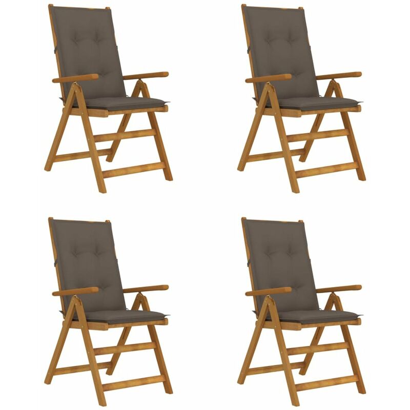 

Sillas de jardin reclinables 4 uds madera maciza acacia cojines
