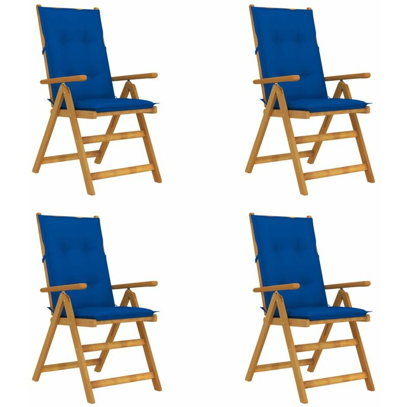 

Sillas de jardin reclinables 4 uds madera maciza acacia cojines