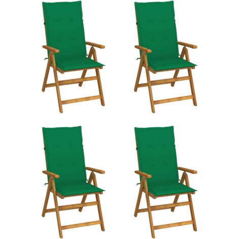 Sillas de jardín reclinables 4 uds madera maciza acacia cojines