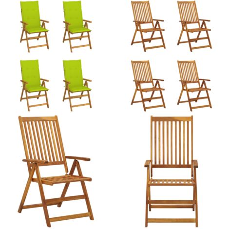 Sillas de jardín reclinables 4 uds madera maciza acacia cojines - Sillas de jardín con cojines - Sillas de exterior
