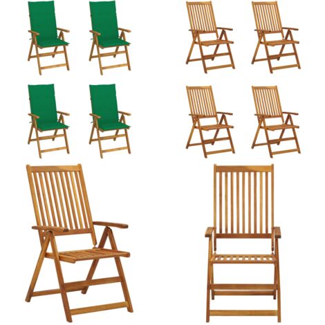 Sillas de jardín reclinables 4 uds madera maciza acacia cojines - Sillas de jardín con cojines - Sillas de madera acacia