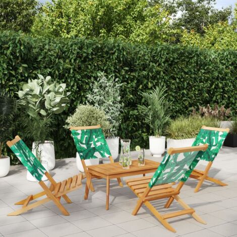 Sillas de jardín reclinables 4 uds madera maciza y tela verde vidaXL