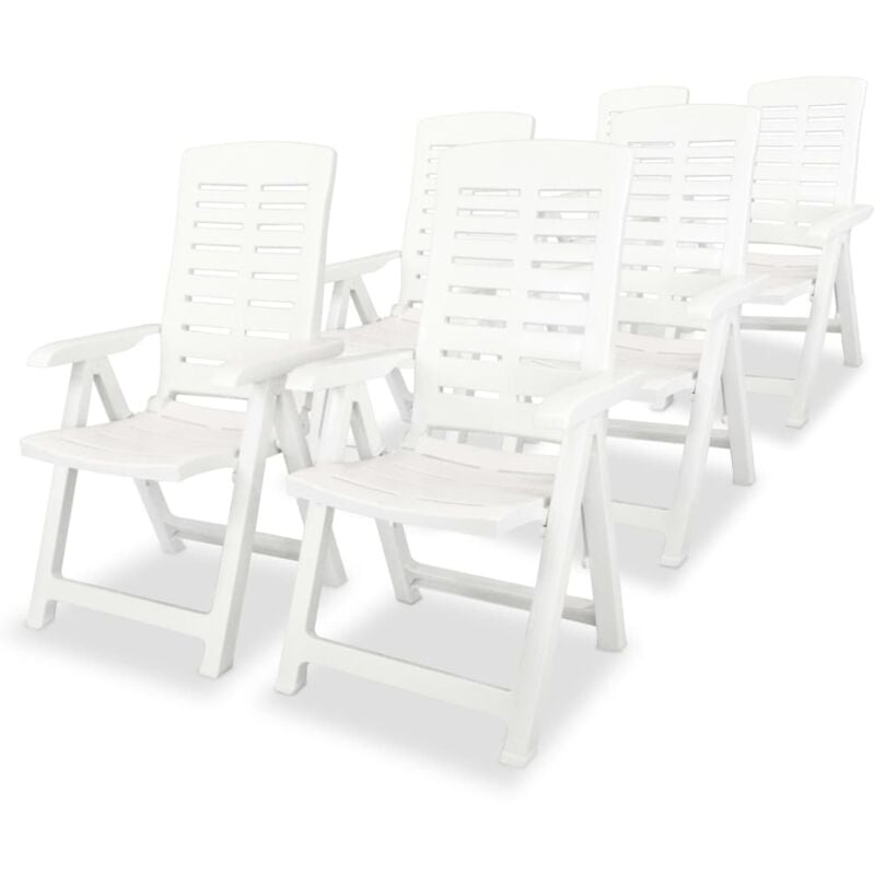 

vidaXL Sillas de Jardín Reclinables Plástico 6 Unidades Blanco - Blanco
